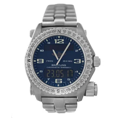 Breitling Emergency Perpetual Alarm Gmt Quartz Analog-digital Chronometer Blue Dial Men's In Metallic