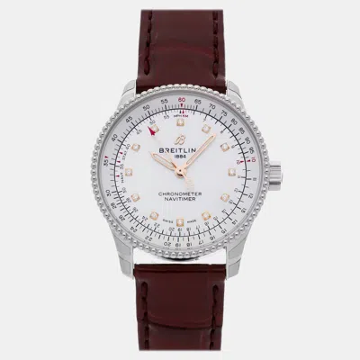 Pre-owned Breitling Navitimer A17395211a1p1 Automatic 35 Mm In White