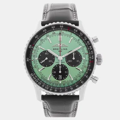 Pre-owned Breitling Navitimer Ab0138241l1p1 Automatic Green Men's Wristwatch 43 Mm
