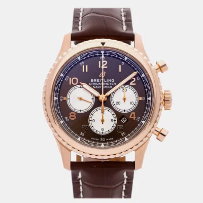 Pre-owned Breitling Navitimer Aviator 8 B01 Chronograph Rb0117131q1p1 Automatic Brown 18k Rose Gold