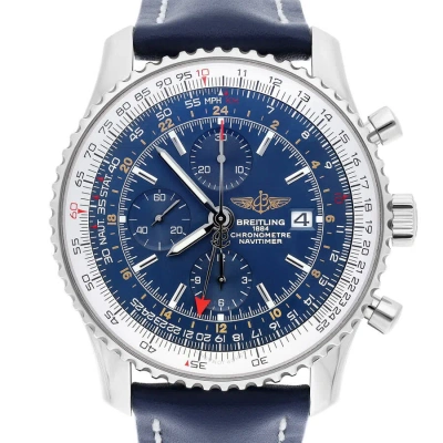 Breitling Navitimer Gmt Chronograph Automatic Black Dial Men's Watch A24322 In Blue
