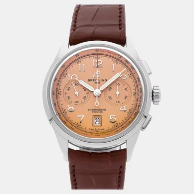 Pre-owned Breitling Premier B01 Chronograph Ab0145331k1p2 Men's Watch 42 Mm In Pink