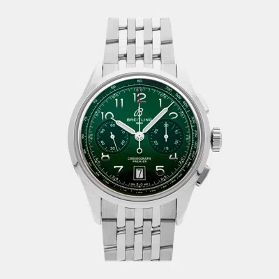 Pre-owned Breitling Premier B01 Chronograph Ab0145371l1a1 In Green