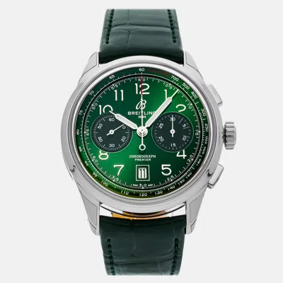 Pre-owned Breitling Premier B01 Chronograph Ab0145371l1p2 In Green