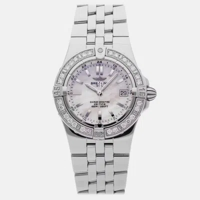 Pre-owned Breitling Starliner Women's Watch Quartz 30 Mm In White