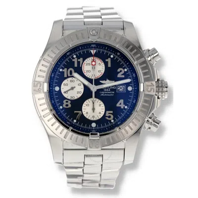 Breitling Super Avenger Chronograph Automatic Chronometer Blue Dial Men's Watch A1337011 In Metallic