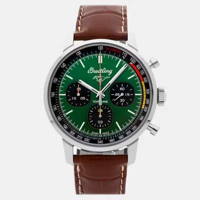 Pre-owned Breitling Top Time Ford Mustang Chronograph A253101a1l1x1 42 Mm In Green