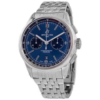 Pre-owned Breitling Premier B01 Chronograph Automatic Chronometer Blue Dial Men's Watch
