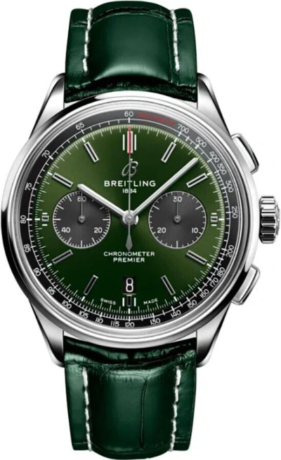 Pre-owned Breitling Premier B01 Chronograph Green Dial Mens Luxury Watch Discounted Online