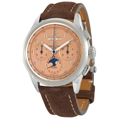 Breitling Premier B25 Datora Chronograph Automatic Copper Dial Men's Watch Ab2510201k1p1s In Brown