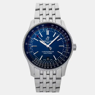 Pre-owned Breitling Navitimer A17326161c1a1 Blue Automatic Stainless Steel Men's Wristwatch 41 Mm