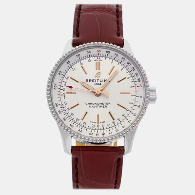 Pre-owned Breitling Navitimer A17395f41g1p2 Silver Automatic Diamond Stainless Steel Men's Wristwatc