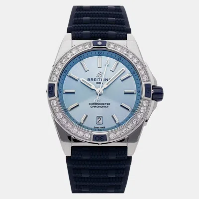 Pre-owned Breitling Super Chronomat A17356531c1s1 Blue Automatic Diamond Stainless Steel Men's Wrist