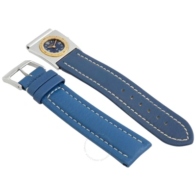 Breitling Quartz Men's 20 Mm Leather Watch Band With Second Time Zone Attachment B6107211/c191.159x. In Blue