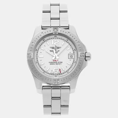 Pre-owned Breitling Silver Stainless Steel Colt A77388112g1a1 Quartz Men's Wristwatch 33 Mm