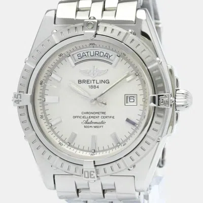 Pre-owned Breitling Silver Stainless Steel Headwind A45355 Automatic Men's Wristwatch 43 Mm