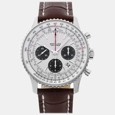 Pre-owned Breitling Silver Stainless Steel Navitimer Ab0121211g1p1 Automatic Men's Wristwatch 43 Mm