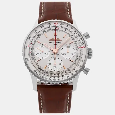 Pre-owned Breitling Silver Stainless Steel Navitimer Ab0139211g1p1 Automatic Men's Wristwatch 41 Mm