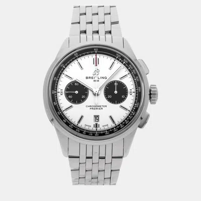 Pre-owned Breitling Silver Stainless Steel Premier Ab0118221g1a1 Automatic Men's Wristwatch 42 Mm