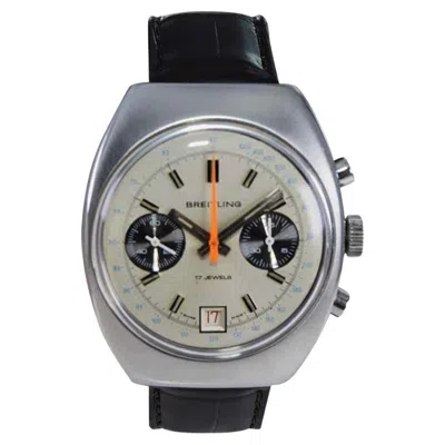 Pre-owned Breitling Stainless Steel Tonneau Shape Chronograph Watch In Multi