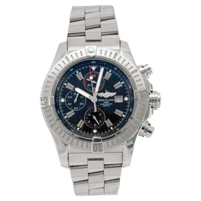 Pre-owned Breitling Super Avenger 48mm A13370 Black Dial Stainless Steel Automatic Watch