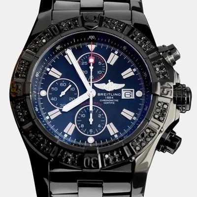 Pre-owned Breitling Super Avenger A13370 Automatic Black Pvd Coated Men's Wristwatch 48 Mm