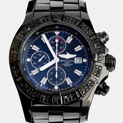 Pre-owned Breitling Super Avenger A13370 Automatic Black Pvd Coated Men's Wristwatch 48 Mm