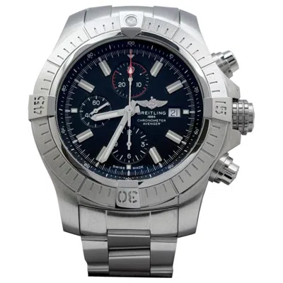Pre-owned Breitling Super Avenger Chronograph A13375 48mm Black Dial Stainless Steel