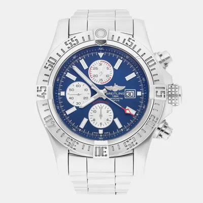 Pre-owned Breitling Super Avenger Ii A13371111c1a1 Automatic Blue Stainless Steel Men's Wristwatch 48 Mm