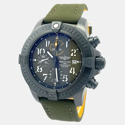 Pre-owned Breitling Super Avenger V13317101l1x1 Automatic Green Titanium Men's Wristwatch 45 Mm