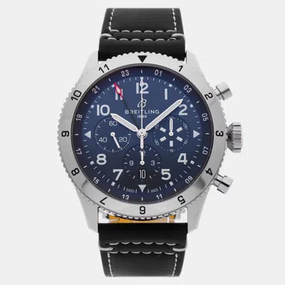 Pre-owned Breitling Super Avi Ab04451a1c1x1 Blue Stainless Steel Automatic Men Wristwatch 46mm