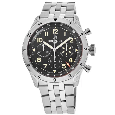 Breitling Super Avi B04 Chronograph Gmt 46 P-51 Mustang Black Dial Steel Men's Watch Ab04453a1b1a1 In Silver