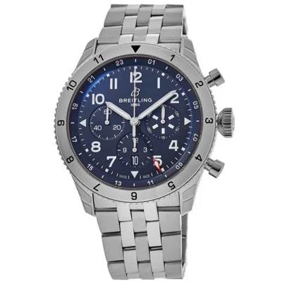 Breitling Super Avi B04 Chronograph Gmt 46 Tribute To Vought F4u Corsair Blue Dial Steel Men's Watch Ab04451a1 In Silver