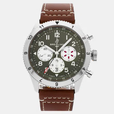 Pre-owned Breitling Super Avi B04 Chronograph Gmt Curtiss Warhawk Ab04452a1l1x1 In Green