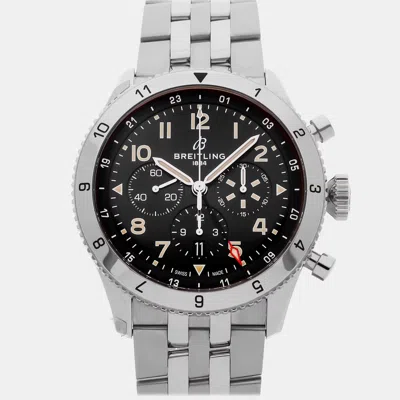 Pre-owned Breitling Super Avi B04 Chronograph Gmt P-51 Mustang Ab04453a1b1a1 Black Stainless Steel Automatic Men's Watch