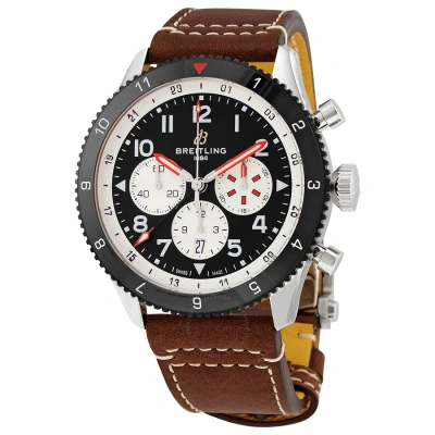 Breitling Super Avi Chronograph Automatic Chronometer Black Dial Men's Watch Yb04451a1b1x1 In Black / Brown / White