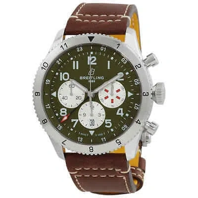 Pre-owned Breitling Super Avi Chronograph Automatic Chronometer Green Dial Men's Watch