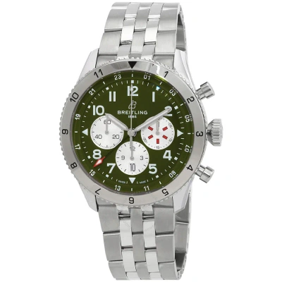 Breitling Super Avi Chronograph Automatic Chronometer Green Dial Men's Watch Ab04452a1l1a1