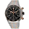 Breitling Super Chronomat B01 44 Automatic Chronograph Black Dial 18k Rose Gold Bezel Steel Men's Watch Ub0136 In Black