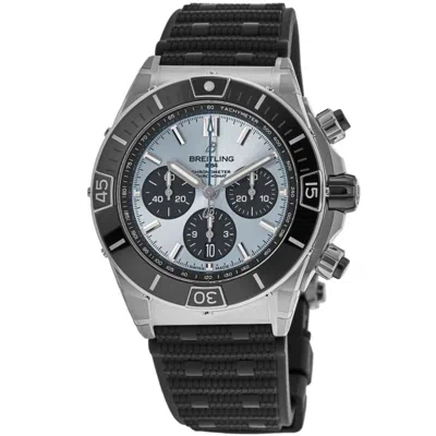 Breitling Super Chronomat B01 44 Chronograph Ice Blue Dial Rubber Strap Men's Watch Pb0136251c1s1 In Black