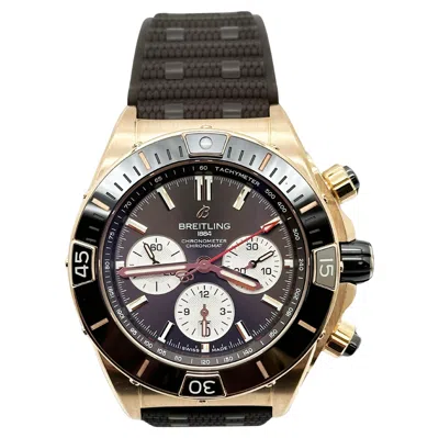 Pre-owned Breitling Super Chronomat B01 44 Rb0136 Brown Dial 18k Rose Gold Box Paper 2022 In Red