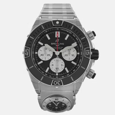 Pre-owned Breitling Super Chronomat B01 Ab0136 Utc A61175 Chronograph Steel Men Watch 44 Mm In Black