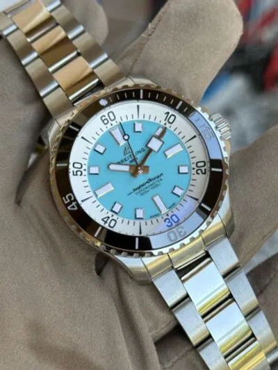 Pre-owned Breitling Superocean 44mm Turquoise Tiffany Dial Watch 2024 With Box & Papers