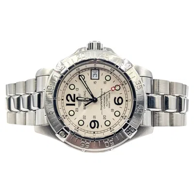 Pre-owned Breitling Superocean A17360 Automatic 42mm Stainless Steel White Dial Watch