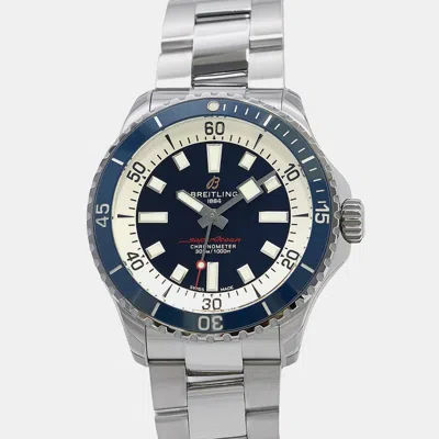Pre-owned Breitling Superocean A17375e71c1a1 Automatic Blue Stainless Steel Men's Wristwatch 42 Mm