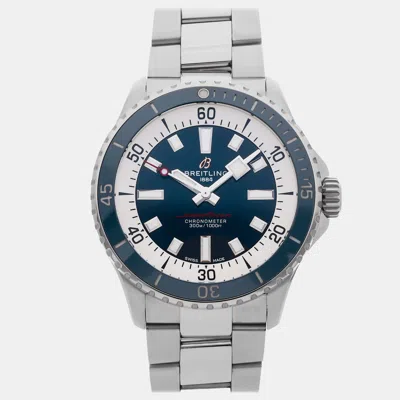 Pre-owned Breitling Superocean A17375e71c1a1 Blue Stainless Steel Automatic Men's Watches 42mm