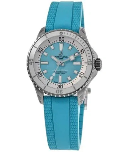 Pre-owned Breitling Superocean Automatic 36 Turquoise Women's Watch A17377211c1s1