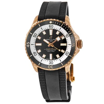 Breitling Superocean Automatic 42 Black Dial 18k Rose Gold Rubber Strap Men's Watch R17375211b1s1