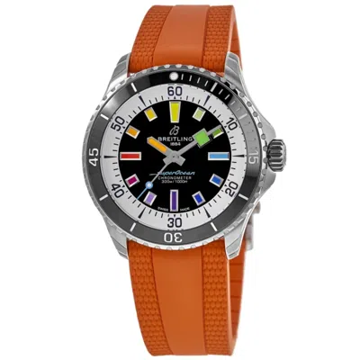 Breitling Superocean Automatic 42 Black Dial Orange Rubber Strap Men's Watch A17375211b2s3