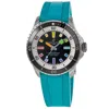 Breitling Superocean Automatic 42 Black Dial Turquoise Rubber Strap Men's Watch A17375211b2s1 In Black